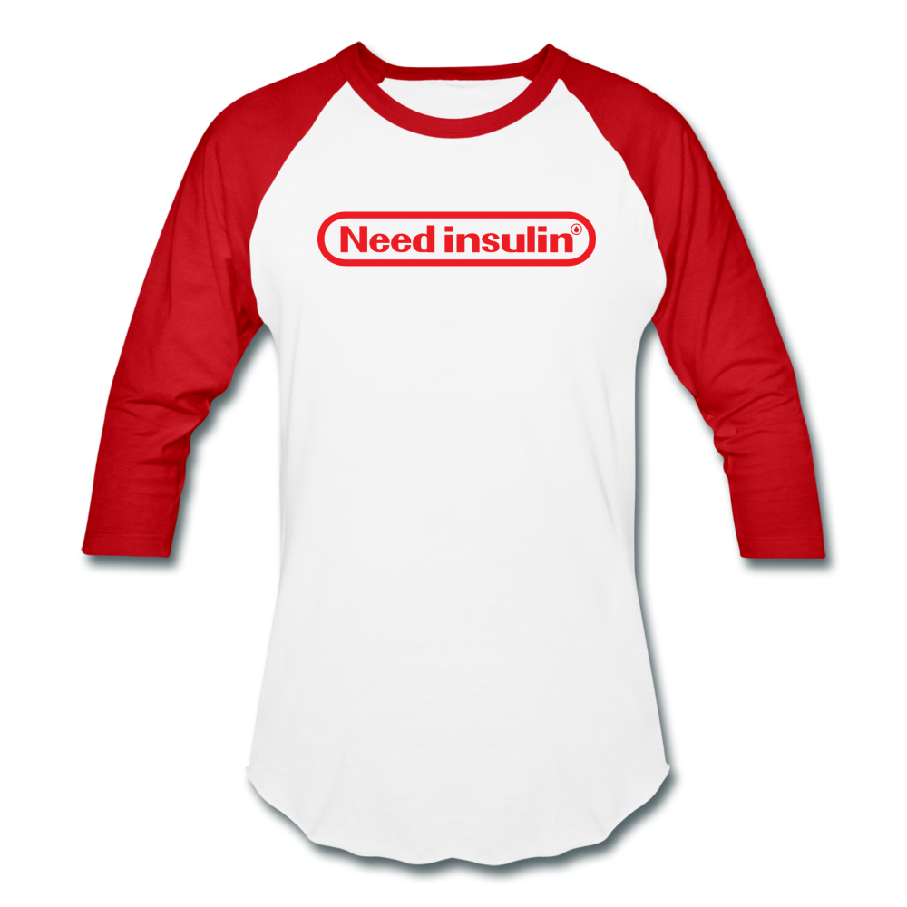 Need Insulin - Baseball T-Shirt - white/red