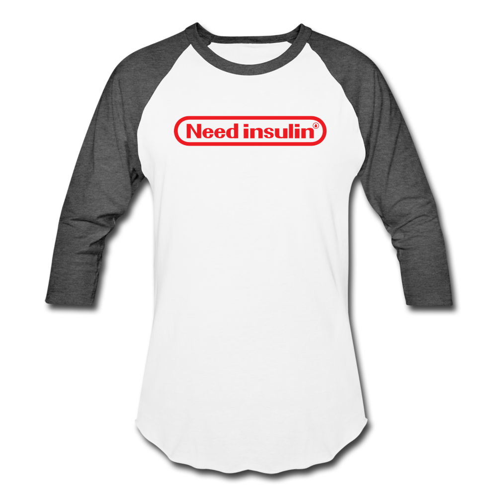 Need Insulin - Baseball T-Shirt - white/charcoal
