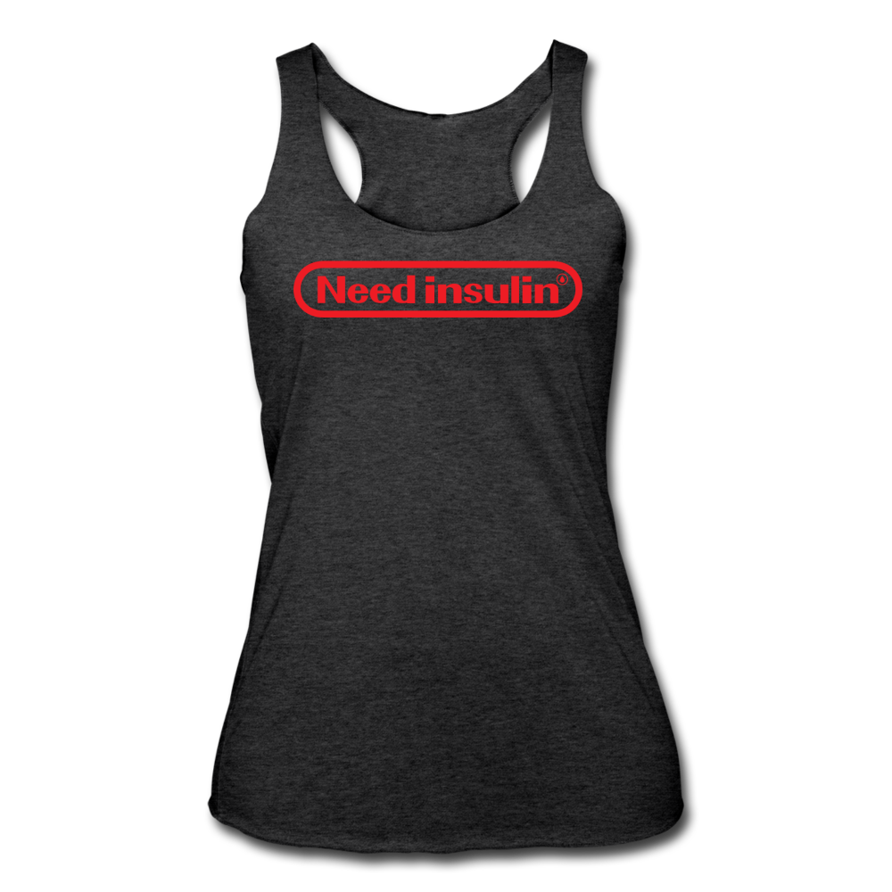 Need Insulin - Women’s Tri-Blend Racerback Tank - heather black