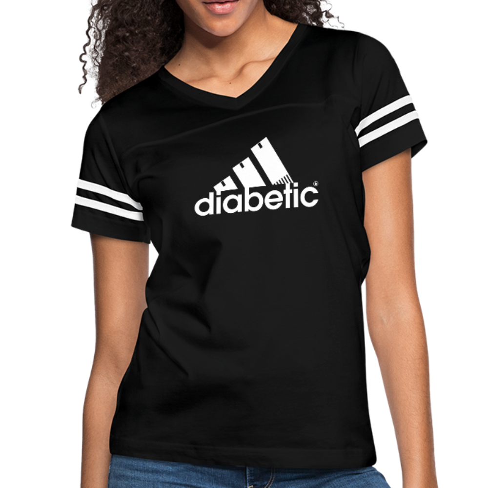 Diabetic + Strips - Women’s Vintage Sport T-Shirt - black/white