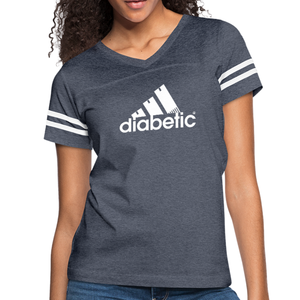 Diabetic + Strips - Women’s Vintage Sport T-Shirt - vintage navy/white