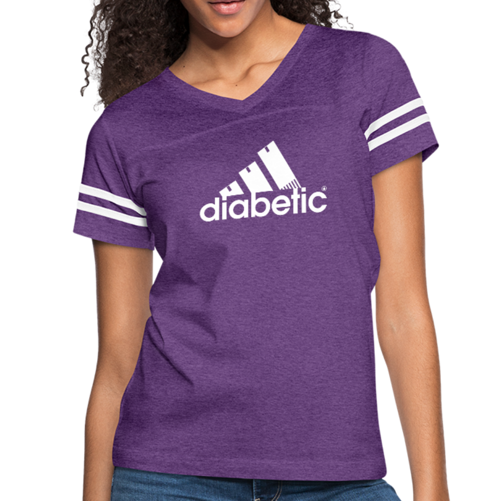 Diabetic + Strips - Women’s Vintage Sport T-Shirt - vintage purple/white