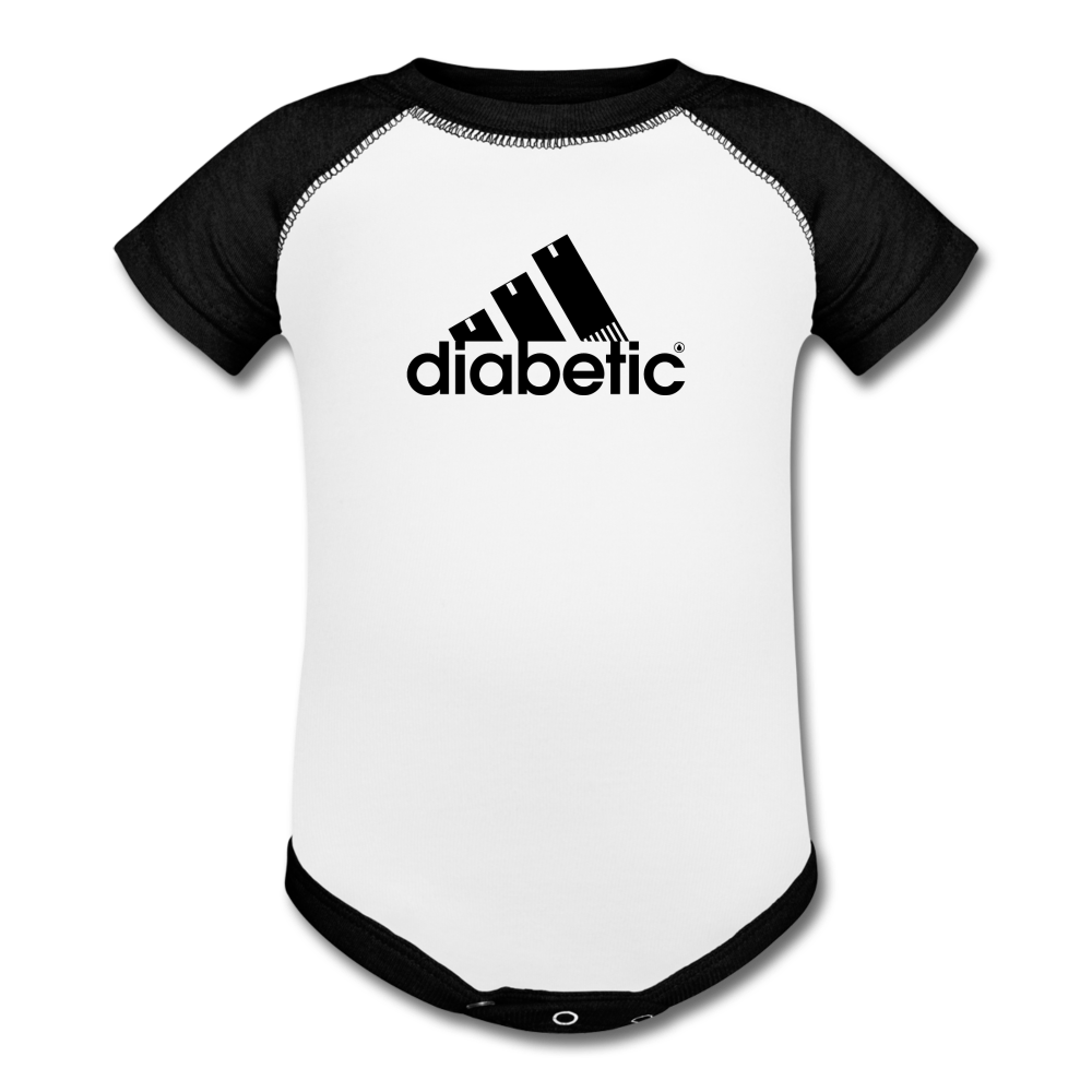 Diabetic + Strips - Baseball Baby Bodysuit - white/black