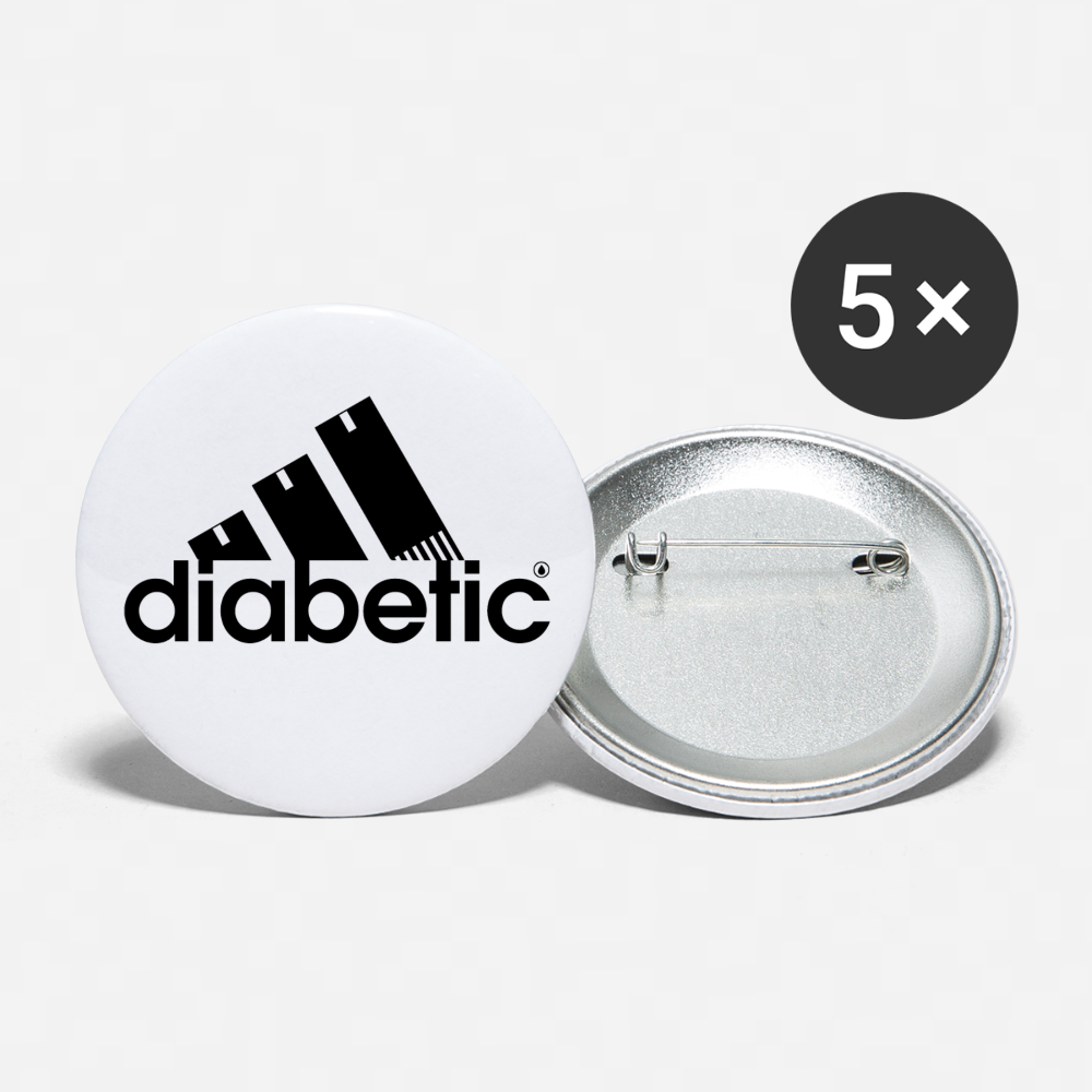 Diabetic + Strips - Buttons large 2.2'' (5-pack) - white