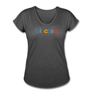 Glucose - Women's Tri-Blend V-Neck T-Shirt - deep heather