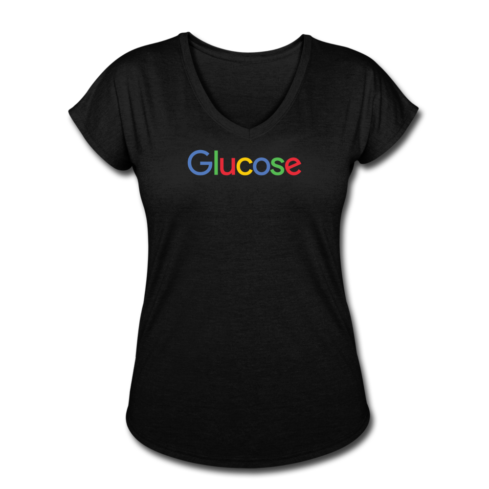 Glucose - Women's Tri-Blend V-Neck T-Shirt - black