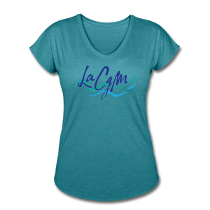 La CGM - Women's Tri-Blend V-Neck T-Shirt - heather turquoise