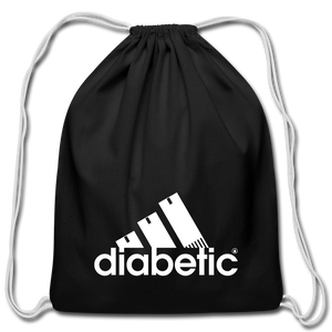 Diabetic + Strips - Cotton Drawstring Bag - black