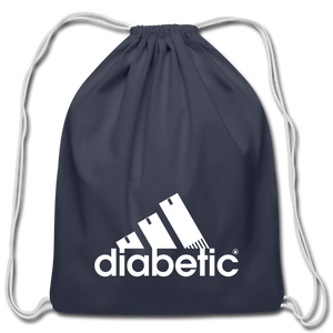 Diabetic + Strips - Cotton Drawstring Bag - navy
