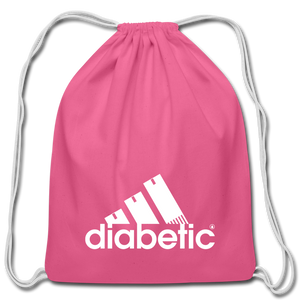 Diabetic + Strips - Cotton Drawstring Bag - pink