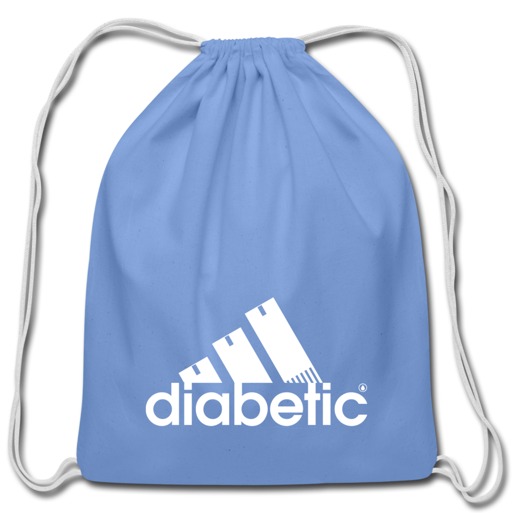Diabetic + Strips - Cotton Drawstring Bag - carolina blue