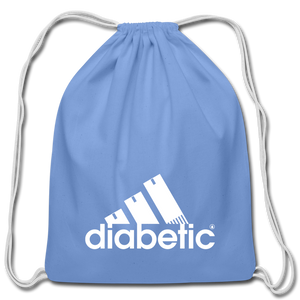 Diabetic + Strips - Cotton Drawstring Bag - carolina blue