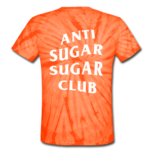 Anti Sugar Sugar Club - Unisex Tie Dye T-Shirt - spider orange