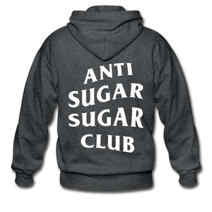 Anti Sugar Sugar Club - Gildan Heavy Blend Adult Zip Hoodie - deep heather