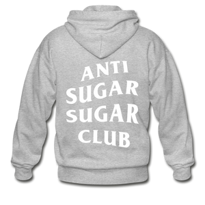 Anti Sugar Sugar Club - Gildan Heavy Blend Adult Zip Hoodie - heather gray