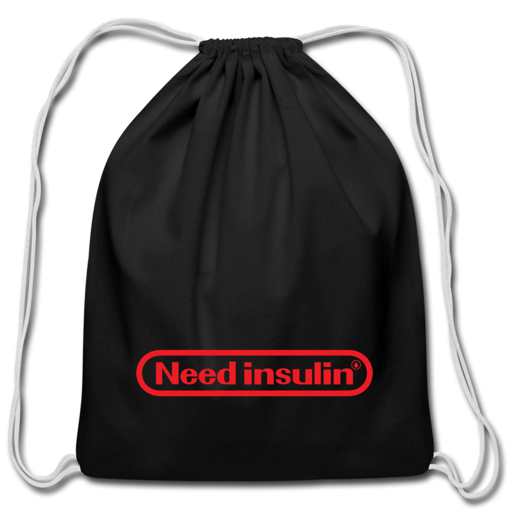 Need Insulin - Cotton Drawstring Bag - black