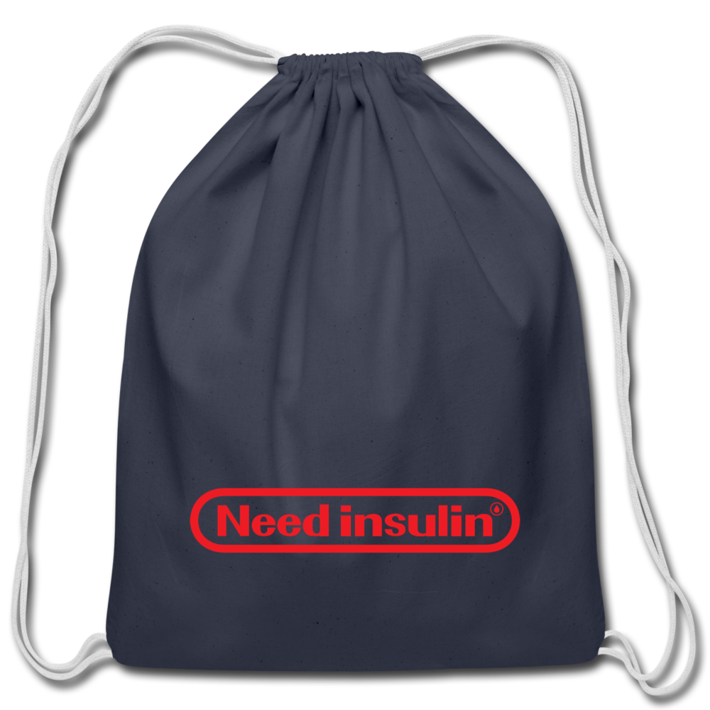 Need Insulin - Cotton Drawstring Bag - navy