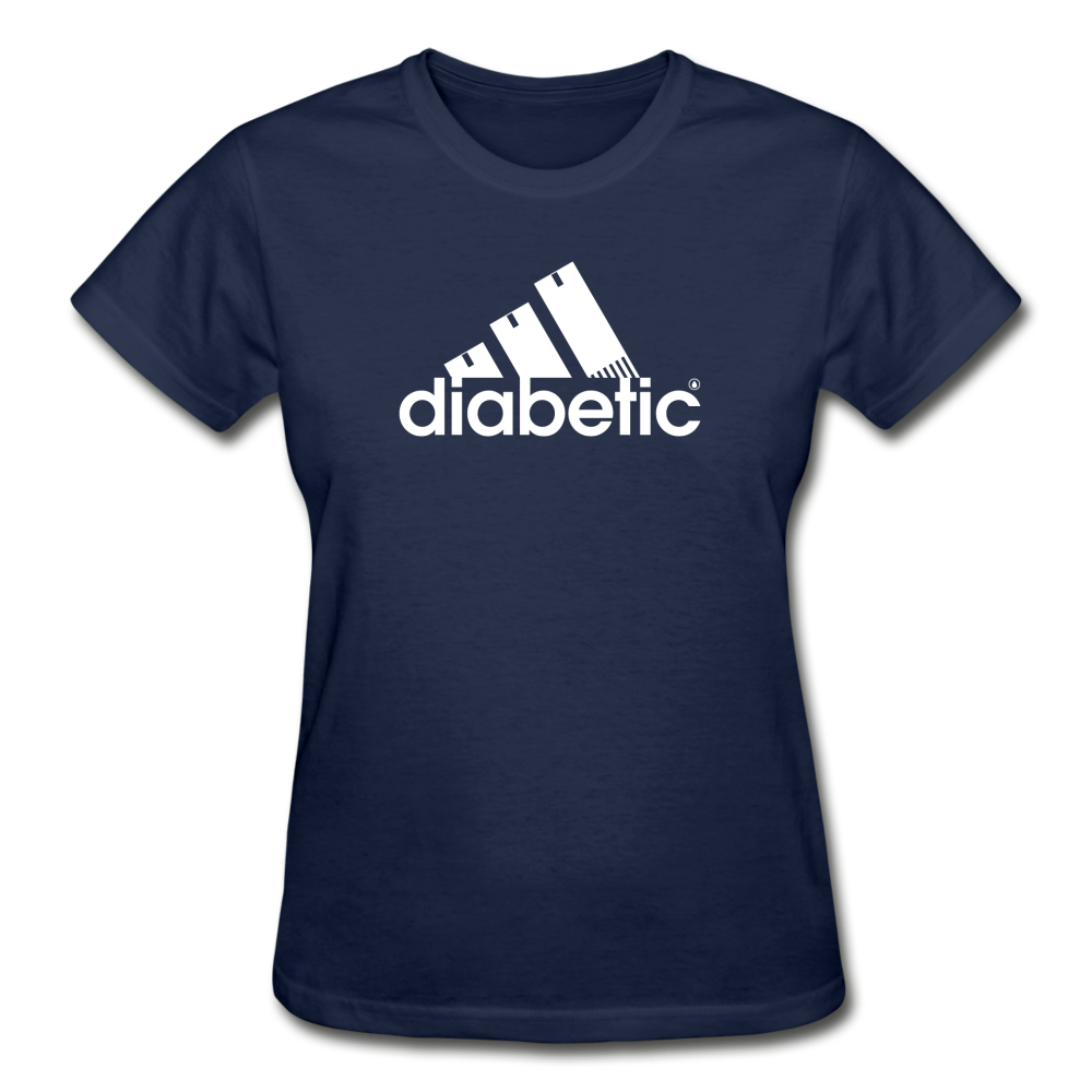 Diabetic + Strips - Gildan Ultra Cotton Ladies T-Shirt - navy