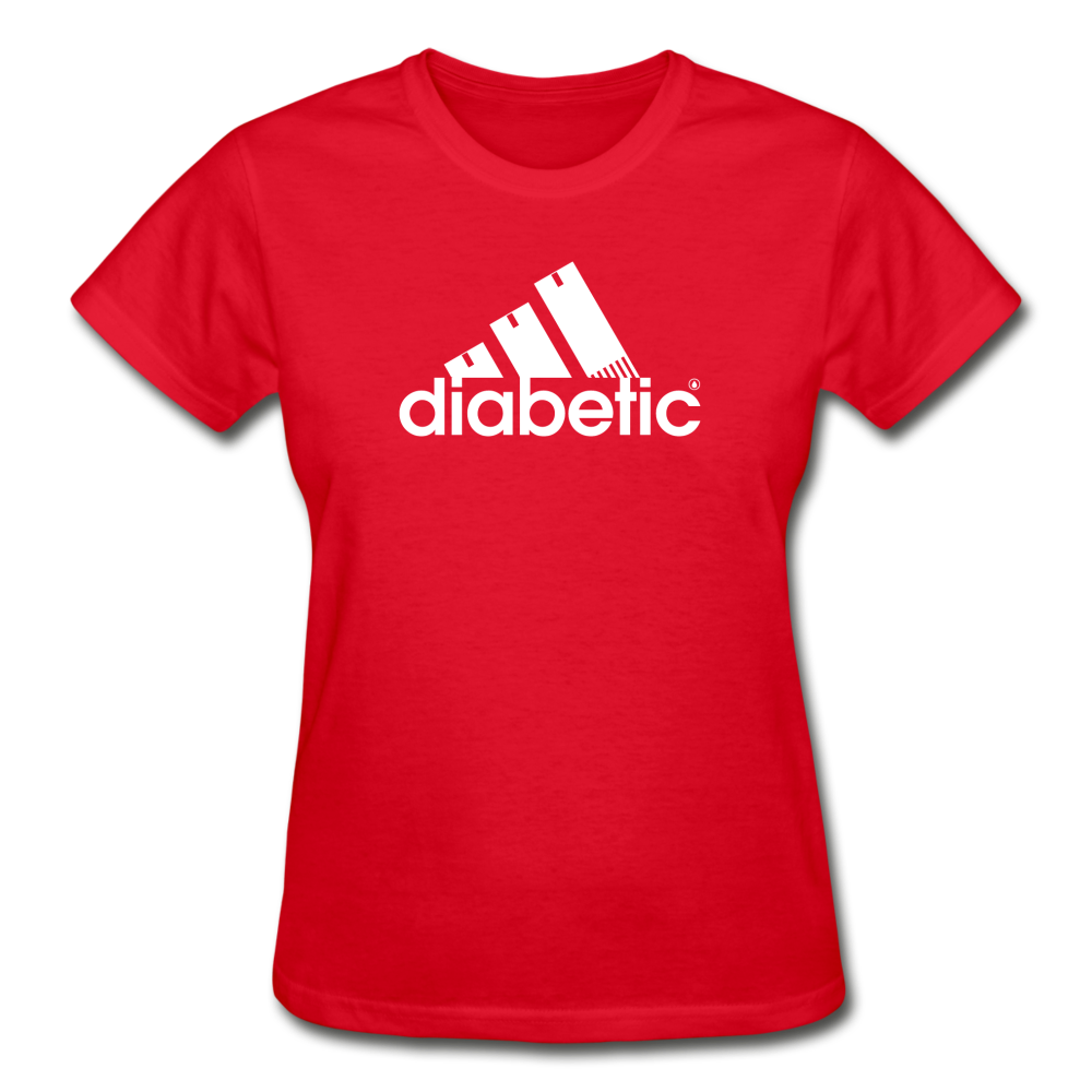 Diabetic + Strips - Gildan Ultra Cotton Ladies T-Shirt - red