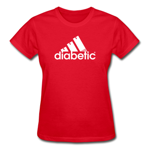 Diabetic + Strips - Gildan Ultra Cotton Ladies T-Shirt - red