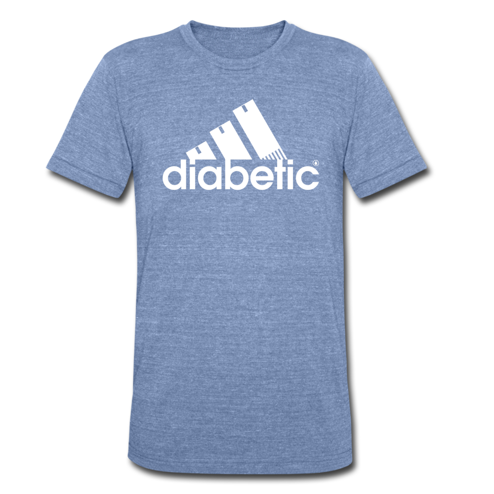Diabetic + Strips - Unisex Tri-Blend T-Shirt - heather Blue