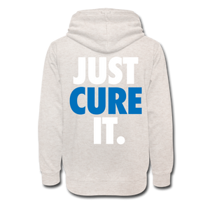 Just Cure It - [White Print] Shawl Collar Hoodie - heather oatmeal