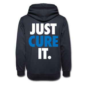 Just Cure It - [White Print] Shawl Collar Hoodie - navy